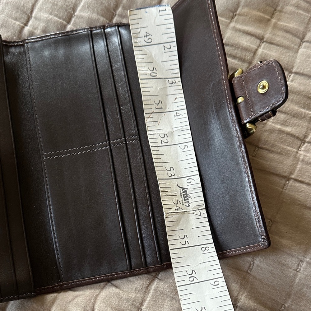 Coach Canvas Wallet in Cream and Brown with Buckle Accent - Picture 3 of 9
